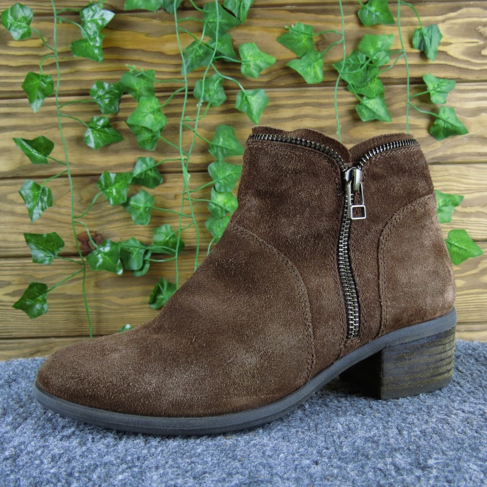 Blondo Magan Women's‎ Brown Suede Waterproof Ankle Boots Zip Low Heel 6.5